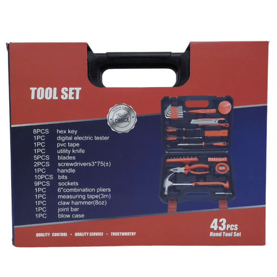 KIT DE FERRAMENTAS TOOL SET - MALETA COM 43 PEÇAS - c2205