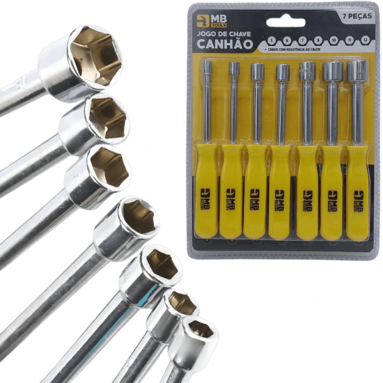 Kit Jogo Chaves Canhão 7 Peças Soquete Sextavada - Mbtools