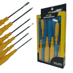 Kit Jogo De Chave Ferramenta simples 6 peças em aço Ponta cruzada Cabo plastico - GB59043