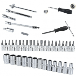 Kit Jogo De Chaves Catraca Reversível Soquete Aço Crv Chave Allen 46 Peças Ferramenta Completa Maleta Profissional