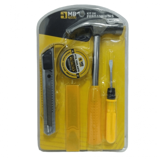 Kit Jogo De Ferramentas Com 3 Peças (Martelo, estilete e Chave de Fenda e fita isolante) - GB59049