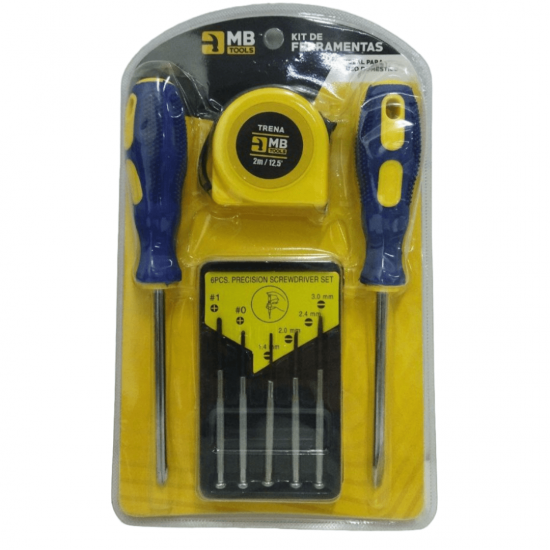 Kit Jogo De Ferramentas Com 4 Peças (trena, kit chave de precisão, Chave de Fenda e Philips) - GB59051