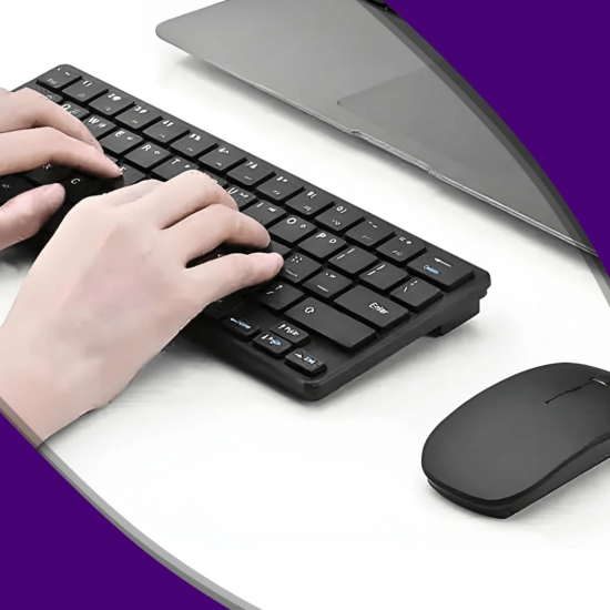 Kit Mini Teclado E Mouse Sem Fio Wireless Slim Flat K6