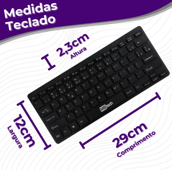 Kit Mini Teclado E Mouse Sem Fio Wireless Slim Flat K6