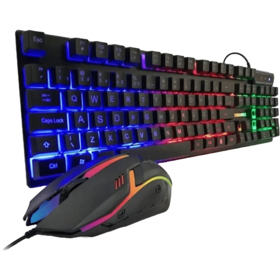 Kit Teclado E Mouse Gamer Com Led Rgb Ergonômico Preto Abnt2