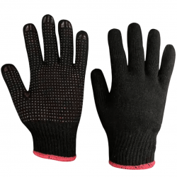 LUVA PRETA DE MALHA, DE ALGODAO, C/ PIGMENTO