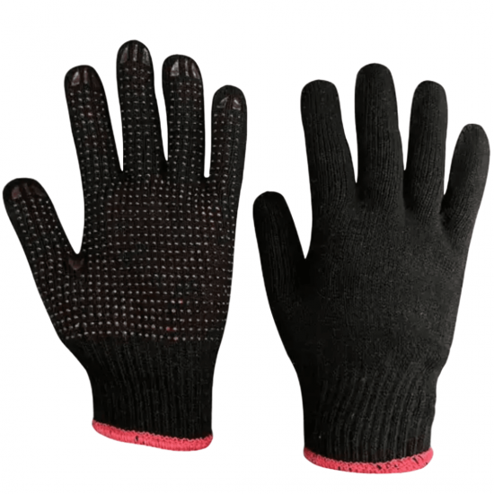 LUVA PRETA DE MALHA, DE ALGODAO, C/ PIGMENTO