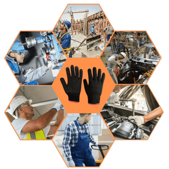 LUVA PRETA DE MALHA, DE ALGODAO, C/ PIGMENTO