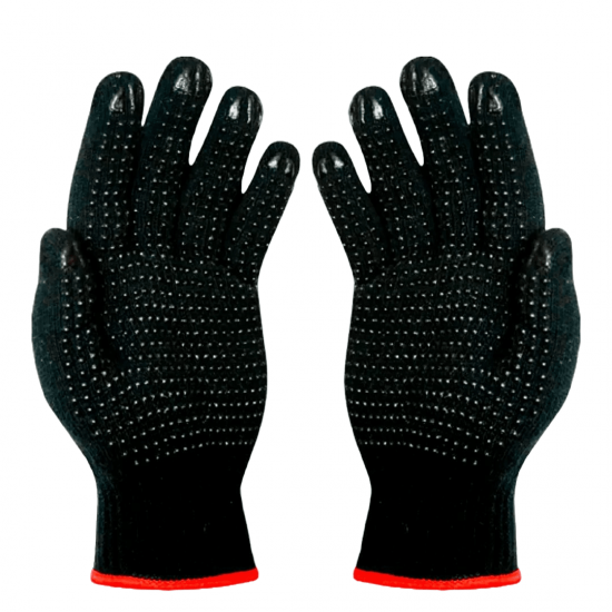 LUVA PRETA DE MALHA, DE ALGODAO, C/ PIGMENTO