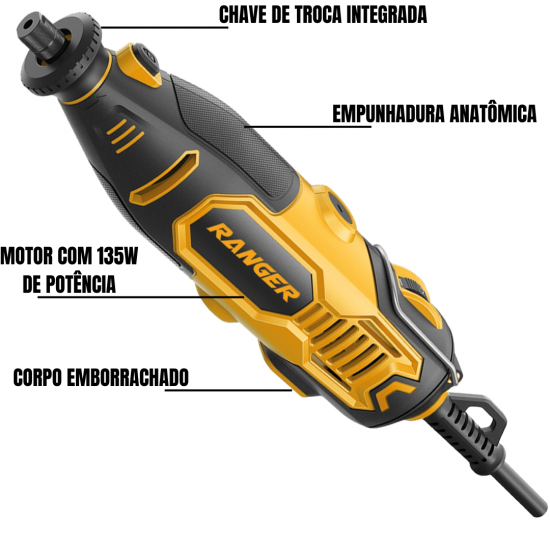 MICRO RETIFICA 135W 40 PCS COM MALETA 127V Ranger