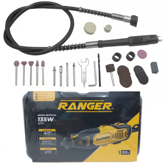 MICRO RETIFICA 135W 40 PCS COM MALETA 127V Ranger