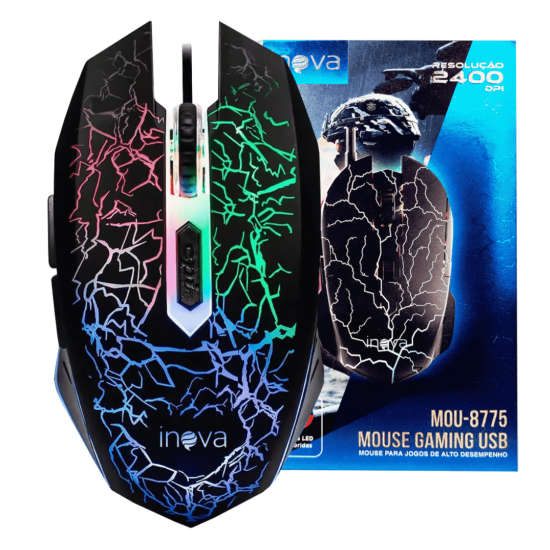 Mouse Gamer Para Jogos Led Rgb 2400 Dpi Usb 6 Botões