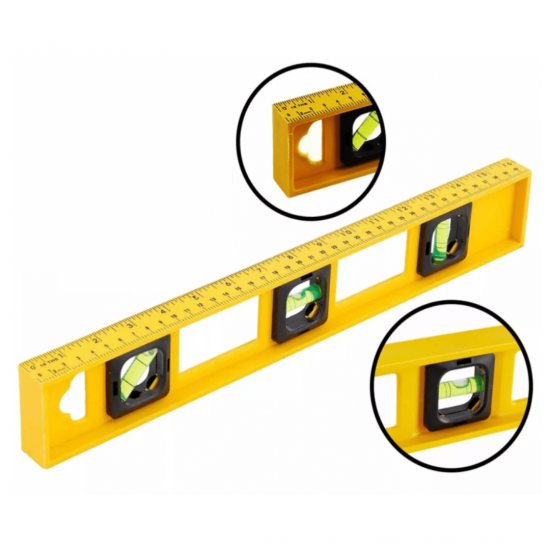 Nível De Mão 50CM Nivelador Profissional Amarelo Em Resina Com 3 Bolhas Régua pvc