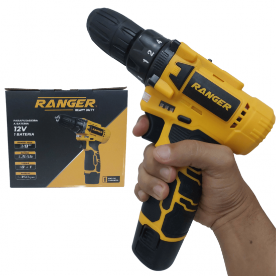Parafusadeira Furadeira Bateria 12V com Impacto Bivolt Maleta Ranger