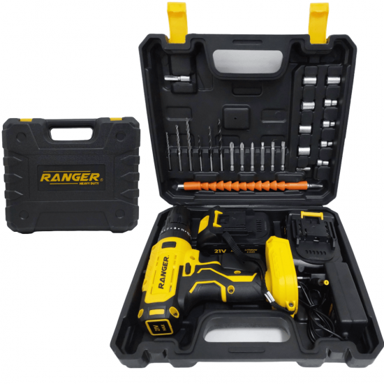 Parafusadeira Furadeira De Impacto Bivolt 21v 2 Baterias Com Maleta Ranger