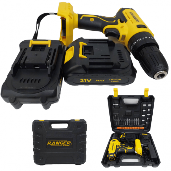 Parafusadeira Furadeira De Impacto Bivolt 21v 2 Baterias Com Maleta Ranger