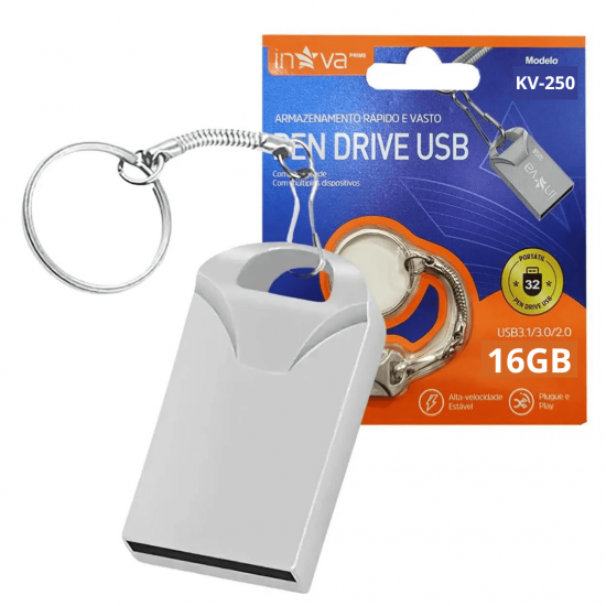 Pendrive USB 16GB, 32GB, 64GB E 128GB Chaveiro Orginal Inova
