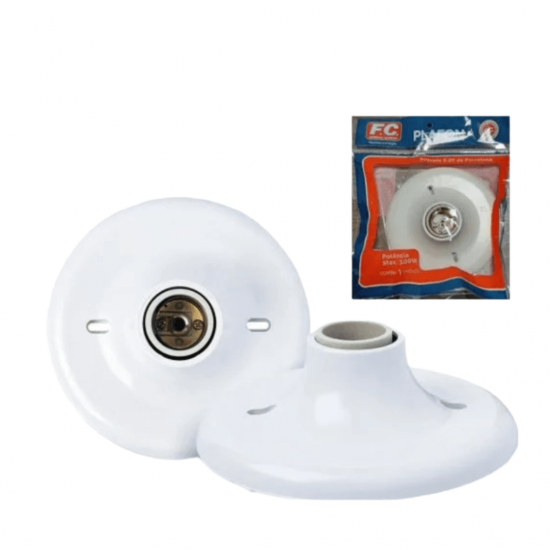 Plafon F.C ''tapa Buraco'' Bocal Cerâmico E27 Soquete