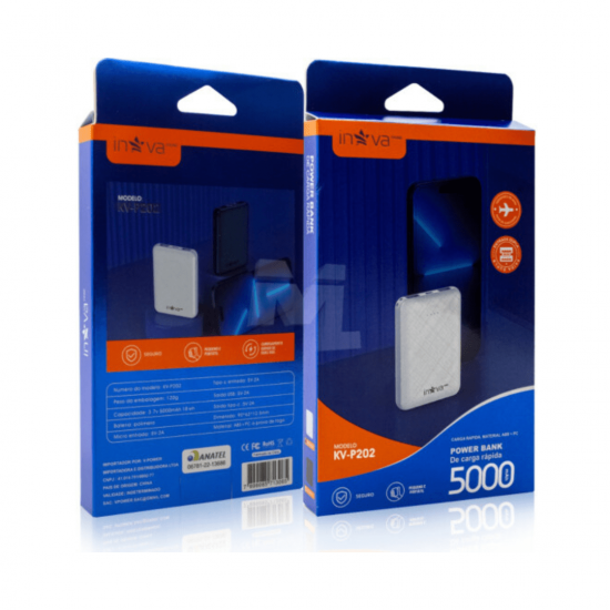 Power Bank Carregador Portátil Slim 5000mAh 2 Usb -Original da INOVA PRIME