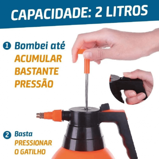Pulverizador Manual 2 Litros Alta Pressão Borrifador Jardim Plantas