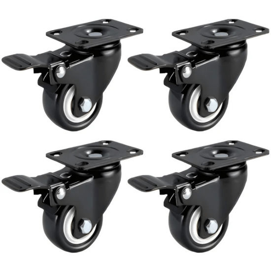 Rodas Giratório Kit 4 Unidades Reforçado 1,5 Polegadas Poliuretano Anti Risco Para Moveis - GB59250