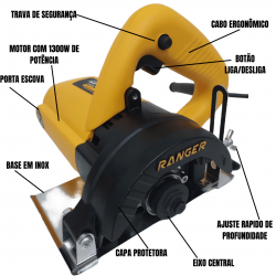 Serra Mármore Profissional Tipo Makita Ranger 1300w - Madeira, Concreto 127V