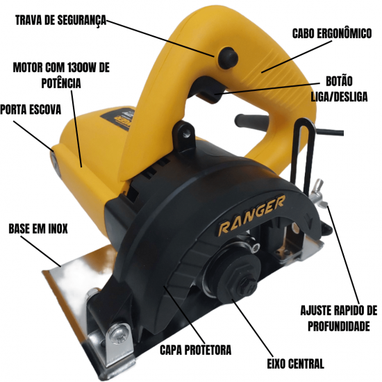 Serra Mármore Profissional Tipo Makita Ranger 1300w - Madeira, Concreto 127V