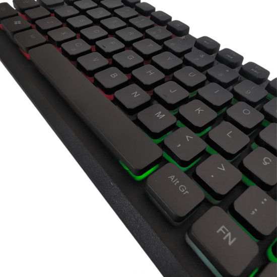 Teclado Gamer Led Com Fio Usb Ultra Silencioso Ergonômico Inova