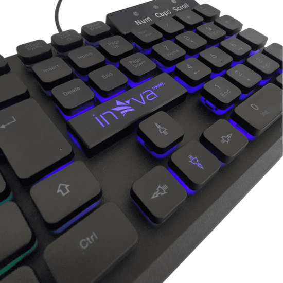 Teclado Gamer Led Com Fio Usb Ultra Silencioso Ergonômico Inova