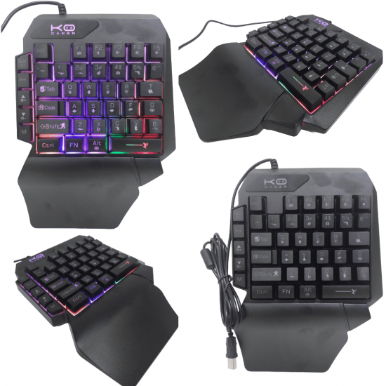 Teclado Gamer Semi Mecanico Profissional Uma Mão Led RGB