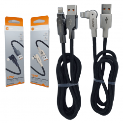 Cabo carregador De Celular Angular Rotativo iOS iPhone (USB-Lightning) 1Metro 12W - Ba-CBO098 - Basike
