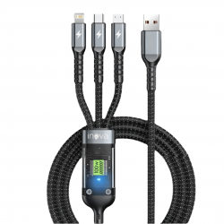 Cabo Carregador De Celular USB 3 em 1- 1.2M - Tipo-C/V8/iOS - Inova
