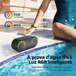 Caixa de Som Bluetooth Portátil Basike Ba RAD 027 - 10W, RGB, Hi-Fi, TWS, Super Bass, IP65