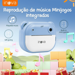 Câmera Digital Infantil Portátil 20MP, Tela de 2 Polegadas, 200 dpi, Resolução 1080P, Impressão Instantânea.