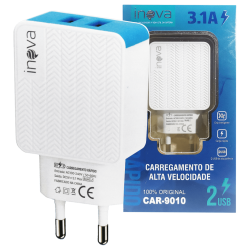 Carregador de Celular 3.1A com 2 Portas Usb Inova - CAR-9010-3.1A