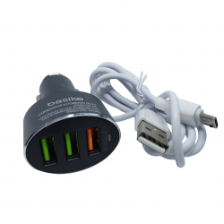 Carregador Veicular Carro Universal Turbo Ultra Rápido 3 EntradaS USB de 36W Q.C 3.0 V8